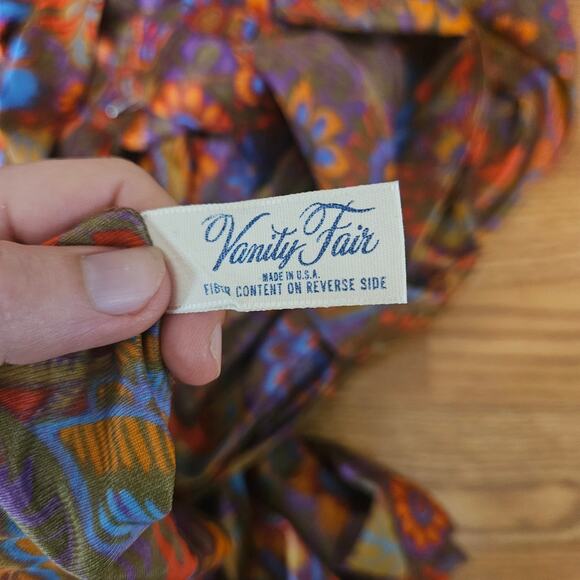 VINTAGE 70s Psychadelic Floral Mod Vanity Fair Jumpsuit Wide Leg Size - Picture 6 of 9